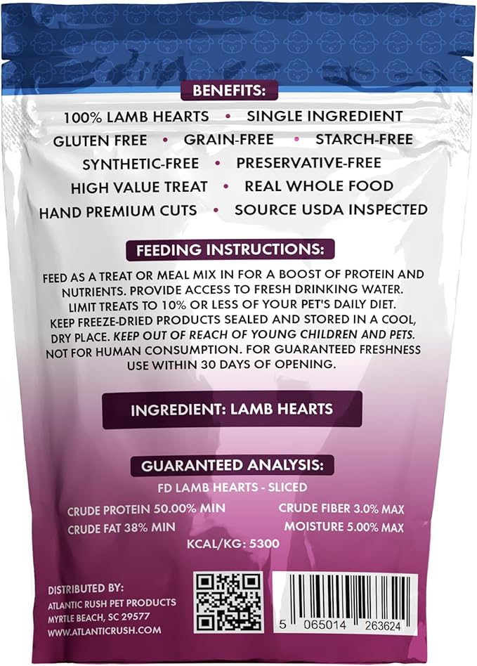 Atlantic Rush Freeze Dried Small Pet Treats - Resealable Bag of Turkey Heart Treats for Ferrets - Ferret Snacks - Single Ingredient Ferret Food with No Preservatives Or Fillers- Small Animals Treats