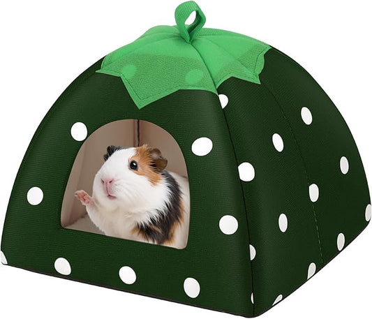 Guinea Pig Hideout for Small Animals(Guinea Pig Bed with Warm Fleece, Washable Pet Cushions, Winter Sleeping Warmth)