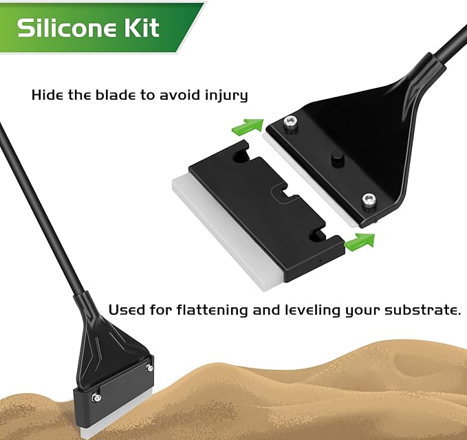 24.5’’ Professional Algae Scraper, Aquarium Blade Cleaner with 10 Pcs Replaceable Blades Stubborn Algae, Suitable for Water Tank Size Above 30 Gallons