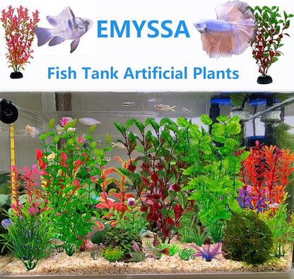 25pcs Fish Tank Accessories Aquarium Artificial Plants, Fish Tank Decorations Plants, Aquarium Decor Artificial Plants, Small to Large