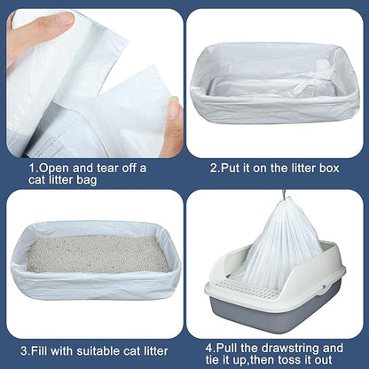 80 Pack Self-Cleaning Cat Litter Box Liners Replacement Kitty Waste Bags Drawstring Waste Bags for Automatic Self-Cleaning Cat Litter Box