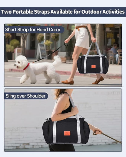 Medium Dog Car Seat for Medium Sized Dogs, Car Seat for Small Dogs with Side Zipper, Waterproof Dog Travel Booster in car with Storage Pockets Up to 25lbs, Memory Foam Filling for Max Support, Black