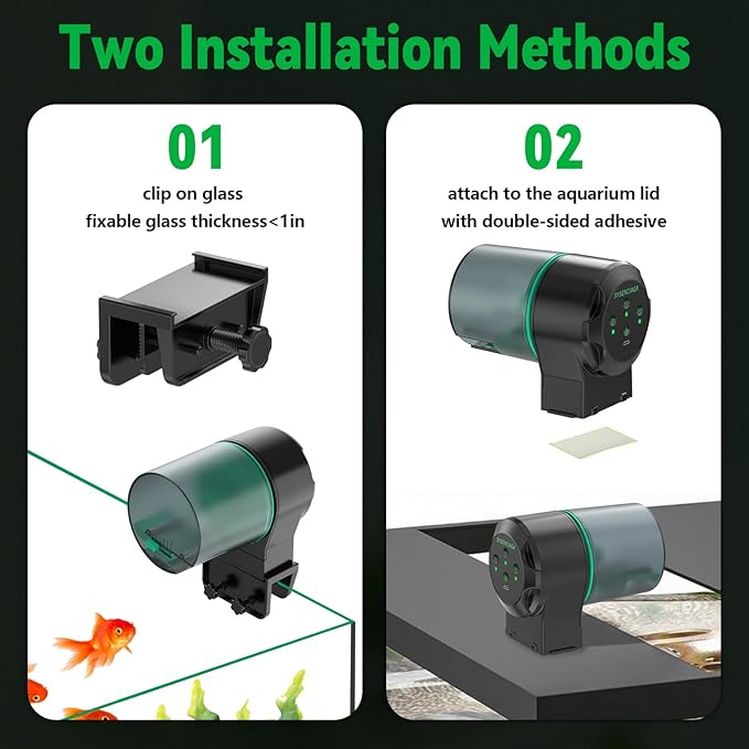 Automatic Fish Feeder for Aquarium, Auto Food Dispenser with Timer, 250 ml Fishs Feeder for Pellets Granules & Strips, Automatic Fish Dispenser for Small Tank, Big Aquariums & Pond