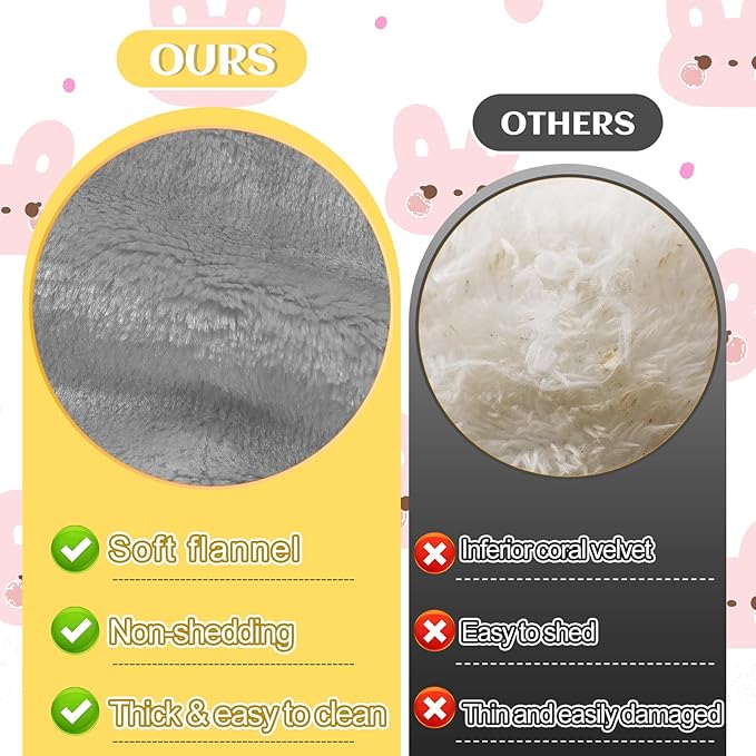 MEWTOGO 13 x 14In Rabbit Bed, Thickened Soft Bunny Snuggle Concave Bed, Cuddle Cushion Plush Mat with Cotton Lounger Pillows, Small Pet Flop Mat for Indoor Cage Sleeping Bunny Gifts, Gray