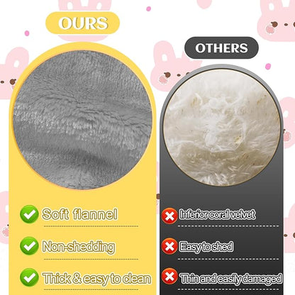 MEWTOGO 13 x 14In Rabbit Bed, Thickened Soft Bunny Snuggle Concave Bed, Cuddle Cushion Plush Mat with Cotton Lounger Pillows, Small Pet Flop Mat for Indoor Cage Sleeping Bunny Gifts, Gray