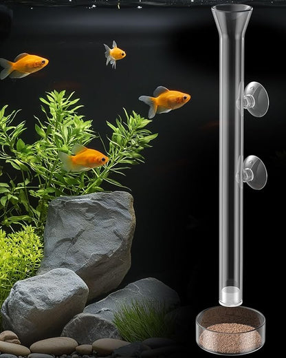 Pawfly Aquarium Fish Feeding Dish Set – Clear Glass Shrimp Feeder Tube with Dish & 2 Suction Cups, Fish Tank Feeding Supplies for Shrimp, Betta and Tropical Fish