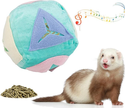 Ferret Toy with Bell, Washable Puzzle Feed Game Ferret Foraging Ball Toy for Boredom, Snuffle Ball Treat Dispenser Exercise Ferret Enrichment Toys for Cage, Toys for Ferrets, Hedgehog, Rat