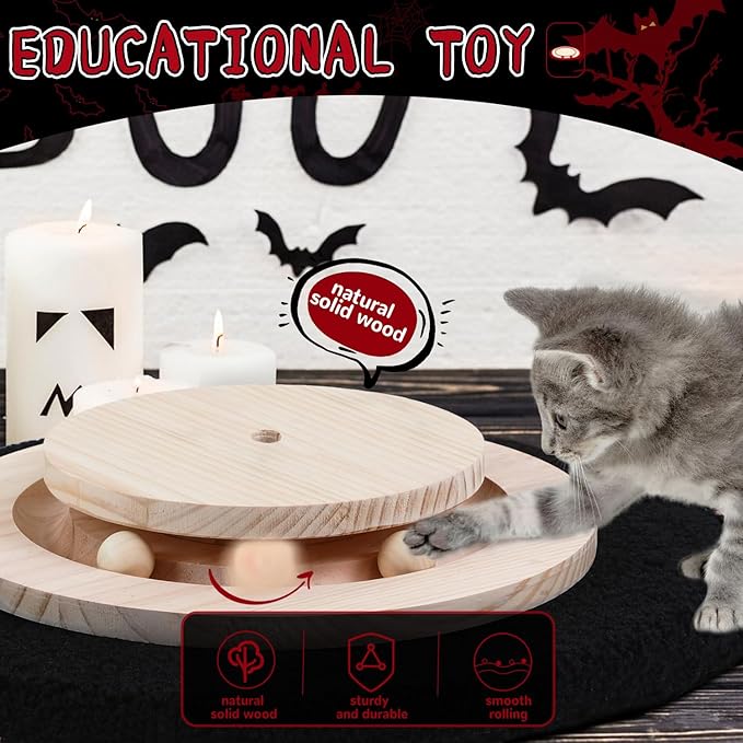 Scratching Posts for Indoor Cats Adults,45'' Tall Halloween Gothic Scratching Post with 3.5Inch Diameter Sisal Rope,Black Cat Scratcher with Interactive Ball Toys Self Groomer Brush for Large Cats