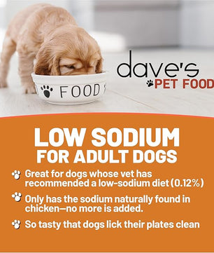 Dave's Pet Food Restricted Sodium Diet for Dogs, Chicken Pate Recipe, 13.2 oz Canned Dog Food, Case of 12