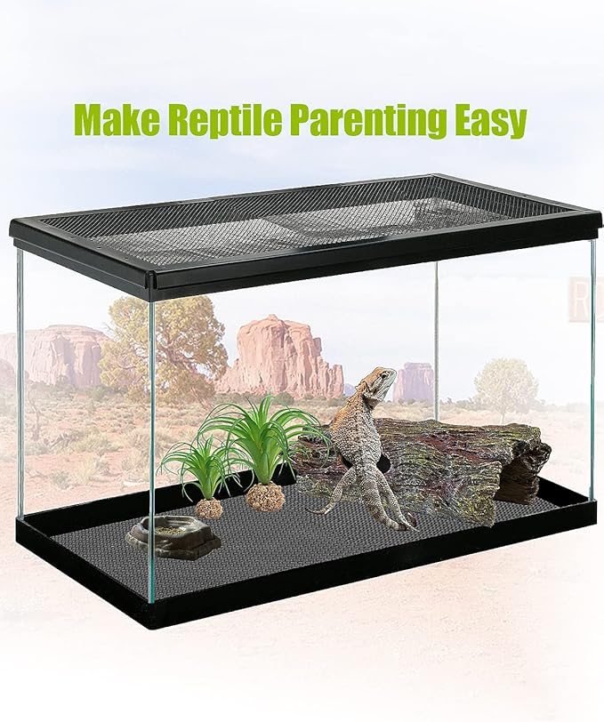 Bearded Dragon Tank Accessories, Reptile Substrate Floor, Leopard Gecko Tank Liner Mat for 40 Gallon, 20 Gallon, 50 Gallon,75 Gallon Lizard Tank, Black