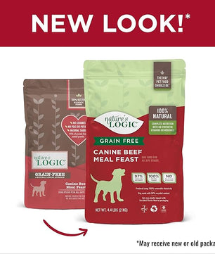 Nature's Logic Grain-Free Dry Dog Food - All-Natural, High Protein, No Synthetic Vitamins/Minerals - Gluten Free - Supports Healthy Digestion - All Breeds & Ages - Beef Meal Feast, 4.4lbs