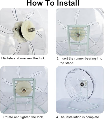 Silent Hamster Exercise Wheel - Hamster Toys Cages Accessories 9.45 Inch Running Spinner with Iron Stand Quite Runner for Small Animal Pet Gerbil Dwarf Syrian Hedgehog Rat Mouse Mice