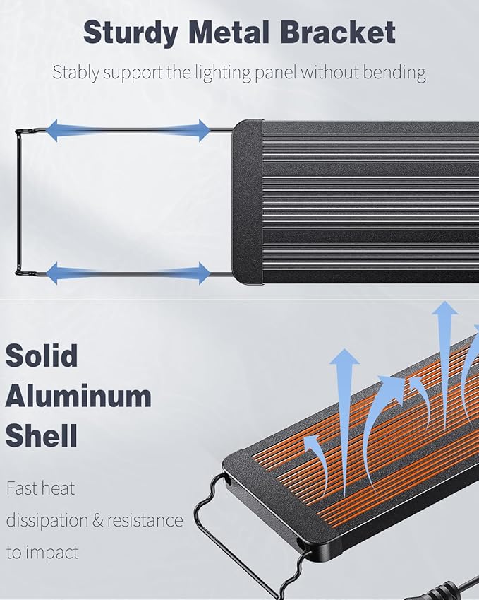 Pawfly 38 W Aquarium LED Light for 36" to 45" Tanks 24/7 Extendable Fish Tank with Full Spectrum IP68 Waterproof Light with D/N Mode Single Color Effects Timer and Adjustable Brightness