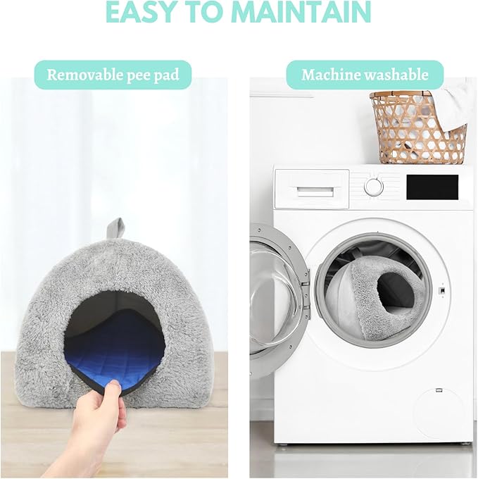 Guinea Pig Bed with 2 Absorbent Leak-Proof Bottom Pee Pad Fleece Small Animal Hideout House Washable Hide Hut for Rabbit Chinchilla Rat Hedgehog