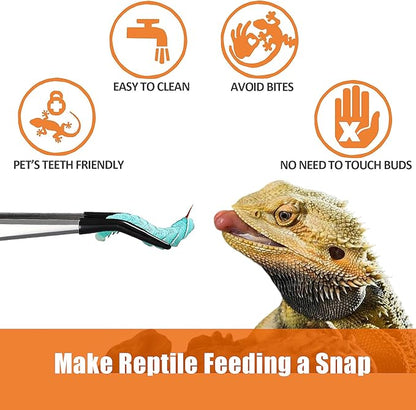 2Pcs 6 Inch Reptile Feeding Tongs with Soft Tips, Bearded Dragon Tank Accessories, Food Tweezer for Leopard Gecko, Crested Gecko, Jumping Spider, Frog, Snake, Chameleon and Red-eared Slider