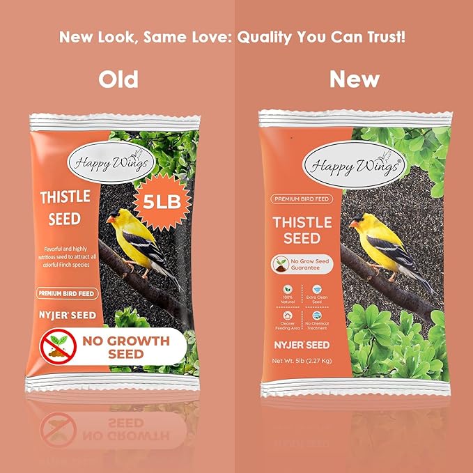 Nyjer/Thistle Seeds with Empty Sock for Wild Bird Food - 5 Pounds I No Grow Seed