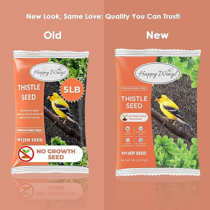 Nyjer/Thistle Seeds Wild Bird Food - 5 Pounds I No Grow Seed I Bird Seed for Wild Birds