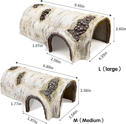 Reptile Hide Large Caves Simulation Tree Hideout Snake Hide Leopard Gecko Terrarium Plastic Plant Leaves Ornament Habitat Shelter Decor for Lizard Hermit Crab Spider Frog Amphibians