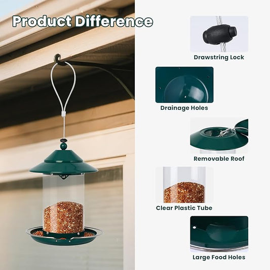 Metal Bird Feeder for Outdoors – 2.4LB Hanging Bird Feeder with 360-degree, Weatherproof & Rust-Resistant, Easy to Fill & Clean for Wild Bird Feeders in Backyard & Garden(2pcs)