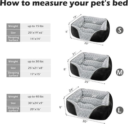 INVENHO Medium Dog Bed Rectangle Washable Orthopedic Soft Calming Sleeping Pet Cuddler with Anti-Slip Bottom