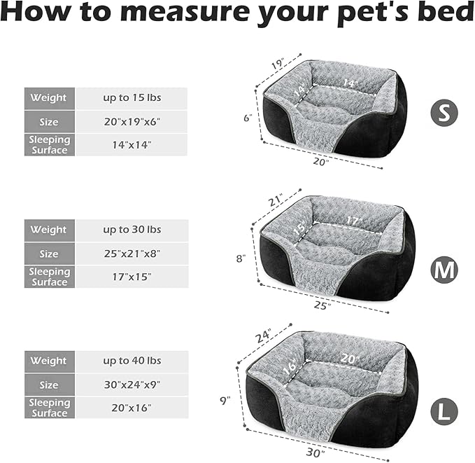 INVENHO Large Dog Bed Rectangle Washable Orthopedic Soft Calming Sleeping Durable Pet Cuddler with Anti-Slip Bottom