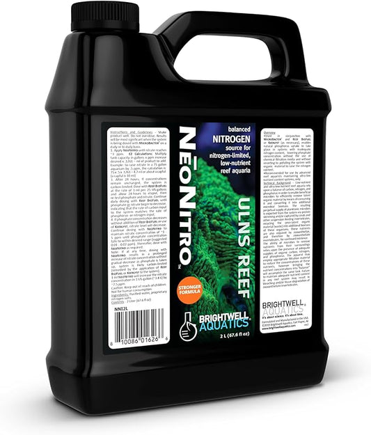 Brightwell Aquatics NeoNitro Balanced Nitrogen Supplement - Reef Nutrient Enhancer for Ultra-Low Nutrient Systems - Aquarium Water Treatments, 67.6 fl oz