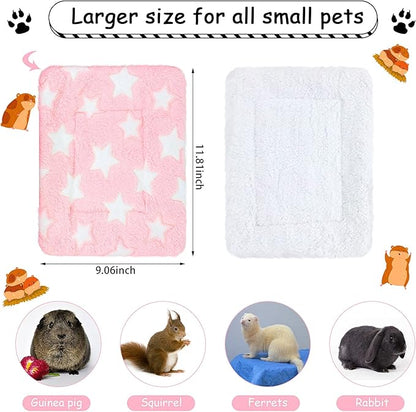 Jetec 4 Pcs Guinea Pig Pee Pads Washable 10 x 11 Inch Guinea Pig Bed Pads Plush Small Animal Beds for Indoor Rabbit Hamster Squirrel Hedgehog Chinchilla Ferret