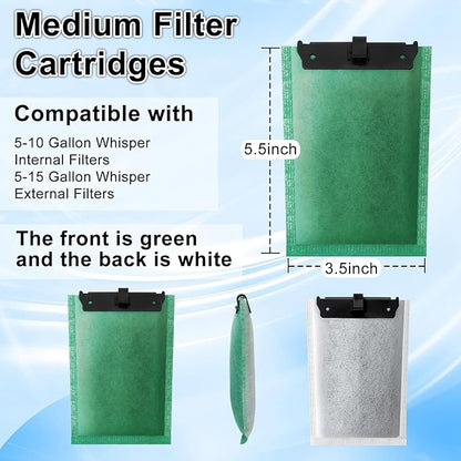 driamor 16 Pack Medium Filter Cartridges Replacement Compatible with Whisper 10i/IQ10/PF10 Aquarium Filter 5-10 Gallons