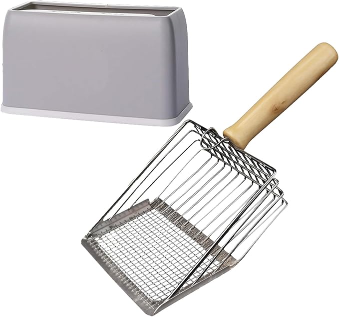 Cat Litter Scoop, Premium Kitty Shovel with Hook and Hole, Metal Sifter Scooper Stainless Steel for Easy Cleaning, Durable and Heavy Duty, Odor-Free for Litter Box (Only Scoop)