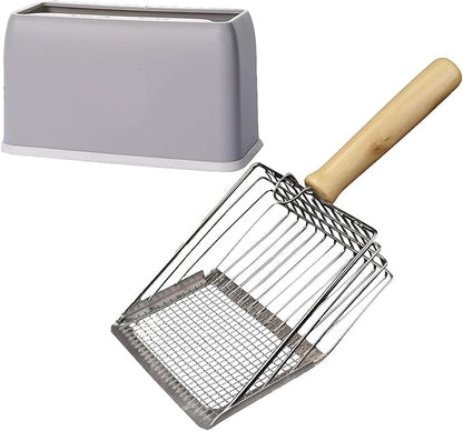 Cat Litter Scoop, Premium Kitty Shovel with Hook and Hole, Metal Sifter Scooper Stainless Steel for Easy Cleaning, Durable and Heavy Duty, Odor-Free for Litter Box (Only Scoop)
