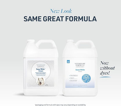 Veterinary Formula Smart Coat Complex Snow White Shampoo for Dogs and Cats, 128 Fl oz / 1 Gal – Gently Remove Stains & Yellowing Without Bleach/Peroxide – Cleans, Deodorizes & Brightens White Coats