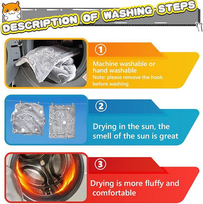 LEFTSTARER Noctilucent Luminous Guinea Pig Rat Hammock Bunkbed Hanging Tunnel and Soft Bed Mat for Ferret Hedgehog Squirrel Hideout Cage Accessories (3.Bunkbed Hammock and Mat)