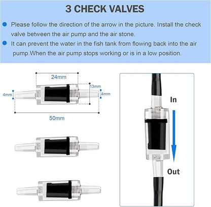 Aquarium air Pump Accessories Set-9.84/26.25/101.71 feet Aquarium Airline tubing Hose,Check valves,air Stones and connectors of I,L,T Shape (9.84 feet Hose 3 Stone 3 Check Valve 3 Connector)