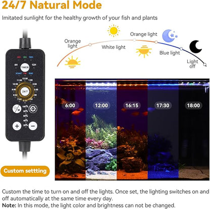 hygger 14W LED Aquarium Light, 12-18 Inch Fish Tank Light with Timer Auto On/Off, Sunrise Sunset Mode, Adjustable Brightness and Colors, Full Spectrum Light with Extendable Brackets for Freshwater