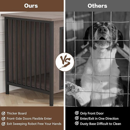 EasyCom Dog Crate Furniture for 1 or 2 Dogs, Heavy Duty Single/Double Dog Crates for Small/Medium/Large Dogs, Dog Kennel Furniture Indoor as TV Stand, Large Size 39.96" L(35-60 Pounds), Oak Grey