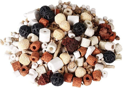 GOLDEAL Bio Balls Ceramic Rings Set, Aquarium Biological Filter Media with Mesh Bag for Fish Tank and Pond, Fish Tank Filter, Decorations, Accessories (1.1lb,1Pack)