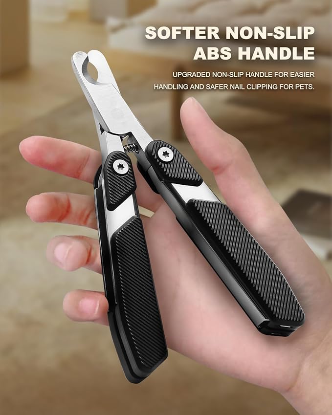 Foldable Cat Nail Clipper, Stainless Steel Dog Nail Trimmers Toenail Clippers, Professional Pet Nail Cutter for Cats Rabbits Hamsters Birds Medium Small Dog, Portable Cortauñas para Perros (Black)