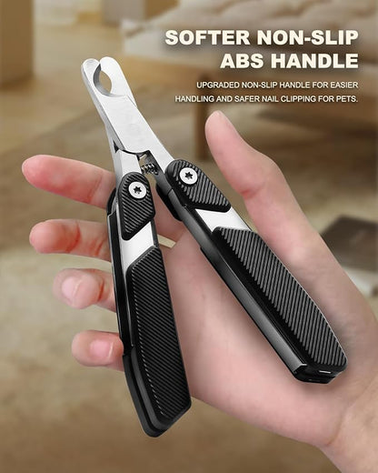 Foldable Cat Nail Clipper, Stainless Steel Dog Nail Trimmers Toenail Clippers, Professional Pet Nail Cutter for Cats Rabbits Hamsters Birds Medium Small Dog, Portable Cortauñas para Perros (Black)