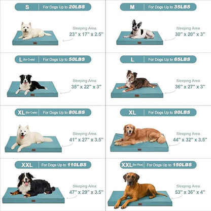 Outdoor Dog Bed for Small Dogs, Waterproof Dog Crate Bed for Small Dogs, Orthopedic Egg Crate Foam Puppy Beds with Washable and Removable Oxford Cover, Light Blue