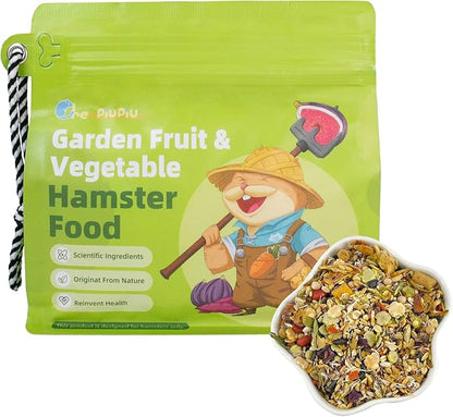 Garden Fruit & Vegetable Hamster Food Mix Natural Small Pet Food Made for Hamsters 1LB Critical Care Healthy Dwarf Hamsters Feed New Packaging