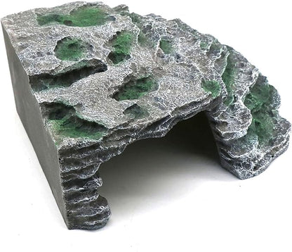 Large Reptile Hide Shale Scape Step Ledge, Reptile Cave Hideout, Bearded Dragons Accessories, Basking Rocks for Bearded Dragons (Large-B-11.8 * 9.8 * 5.3)