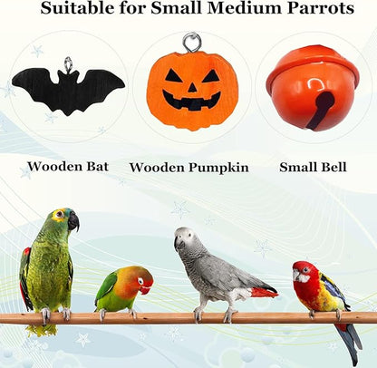 4Pcs Halloween Bird Toys Parrot Chew Toys Teeth Care Grinding Accessories Halloween Little Bell for Parakeet Conure Lovebird Cockatiel Finch Budgie Parrots