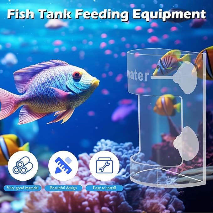 Round Fish Tank Feed Tray with Scale and Suction Cup, Feeding Tube Supplies, Tank Divider Supplies, Breeder Box for Aquarium, Round Aquariums & Fish Bowls Accessories