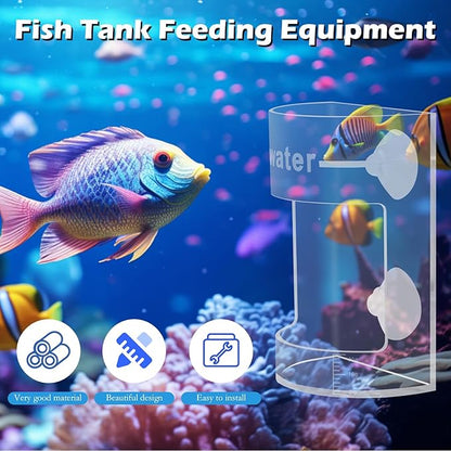 Round Fish Tank Feed Tray with Scale and Suction Cup, Feeding Tube Supplies, Tank Divider Supplies, Breeder Box for Aquarium, Round Aquariums & Fish Bowls Accessories