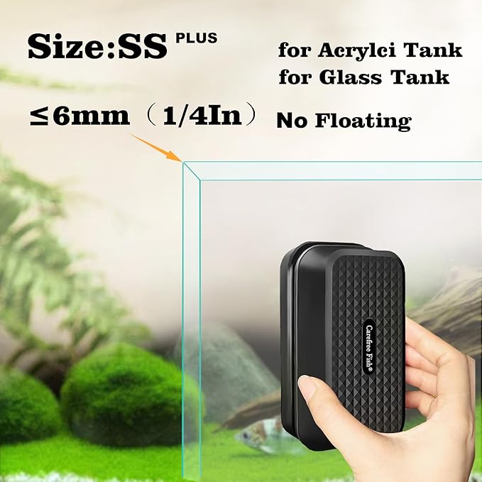Carefree Fish Aquarium Small Magnetic Cleaner Plus for Acrylic and Glass Fish Tank Magnet Brush Algae Scrapers (Magnetic Reinforcement No Floating)