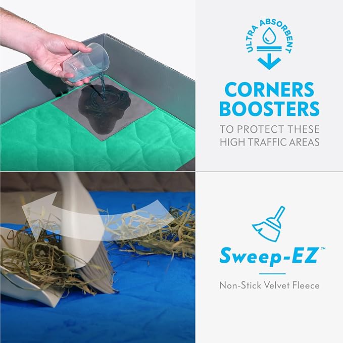 Paw Inspired PopCorner Guinea Pig Cage Liners | Washable Fleece Bedding or Pet Bed Mat for Small Animals | Super Absorbent Pee Pad with Reinforced Corners and Waterproof Bottom (C&C 2x4, Pink)