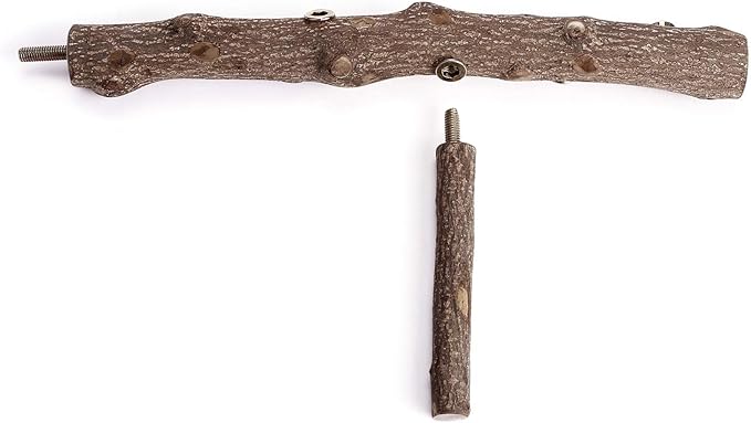 CozyCabin Bird Perch Stand Natural Wood Cage Perch Bird Cage Accessorie Toys Standing Rack for Cockatiels, Parakeets, Macaw, Small Birds Exercise Training