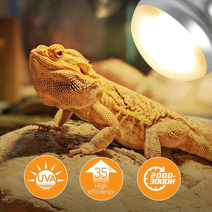 WACOOL 2 Pack Heat Lamp Bulbs for Reptiles, 75W Intense Basking Spot Lights, Simulate Daytime Sunshine Heat Bulbs, UVA Daylight