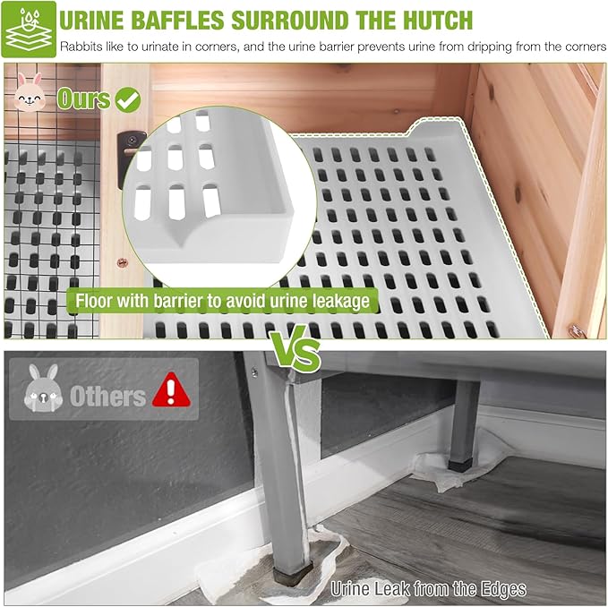 GUTINNEEN Guinea Pig Cages with Anti Chewing Sturdy Plastic Floor and Cool Zinc Plate, Indoor Rabbit Hutch with Hideout and PVC Platform, Elevated Legs Hamster Cage 36.6" L (Nature)