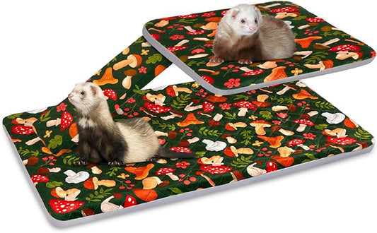 Bienbee Ferret Cage Liner Set for Ferret Nation & Critter Nation Cage, Waterproof Ferrets Cage Accessories for Small Animals Rats Chinchillas Hedgehogs Ferrets(Green Mushroom,Single Unit Combo)